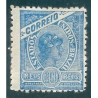 R-103 - 1902/1905 - MADRUGADA - MARGENS GRANDES -  200 RÉIS -  DENT. 11.5 - MARGEM DESLOCADA - NOVO - GOMADO - CHARNEIRA - RHM R$ 250,00 ( 50 UFs X R$ 5,00)