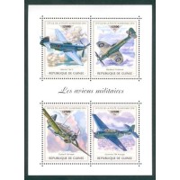 GUINÉ - 2018 - AVIÕES MILITARES - BLOCO COM 4 SELOS