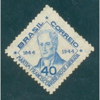 C-0194F - 1945 - CENT. DA MORTE DE MARTIM FRANCISCO RIBEIRO DE ANDRADE - SEM GOMA - CARIMBO QUASE IMPERCEPTÍVEL