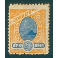 R-100 - 1902/1905 - 20 RÉIS - TIPOS ANTERIORES - MARGENS GRANDES ENTRE OS SELOS - NOVO - SEM GOMA -  LEVE OXIDAÇÃO - CHARNEIRA - RHM R$ 150,00 (30 UFs X 5,00)