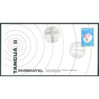 FDC-075 - 1975 - SEGUNDA ANTENA DE TANGUÁ - C-0904 - COM CARIMBO DE 1° DIA+CBC - COM MANCHAS DE FERRUGEM NOS PICOTES DOS SELOS - RHM R$ 135,00 (27 UFs X R$ 5,00)