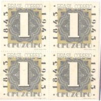 A-048 - 1943 - CENTENÁRIO DO SELO POSTAL BRASILEIRO - BRAPEX II - 2ª COLUNA - QUADRA - SEM GOMA - RHM R$ 48,00 (9,60 UFs X 5,00)