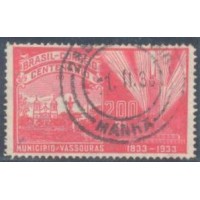 C-0057 - 1933 - CENTENÁRIO DE VASSOURA/RJ - 200 RÉIS - CARIMBADO - SEM GOMA - CHARNEIRA