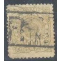 I-67 - 1887 - TIPOS CIFRA, CRUZEIRO DO SUL COROA IMPERIAL E PÃO DE AÇÚCAR - 500 RÉIS - OLIVA ESVERDEADO - CARIMBADO 