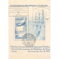 F-O-22 - 1965 - 3ª EXPOSIÇÃO FILATÉLICA - 1º ENCONTRO PANAMERICANO DE FILATELISTAS DAS FORÇAS AÉREAS C/ CARIMBO 1º DIA - RHM R$ 60,00 (12 UFs X 5,00)