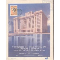 F-O-11 - 1946 - 5ª CONGRESSO DA UNIÃO POSTAL DAS AMÉRICAS E ESPANHA UPAE - RIO DE JANEIRO - CARIMBO CBC + 1º DIA - RHM R$ 300,00 (60 UFS X R$ 5,00)