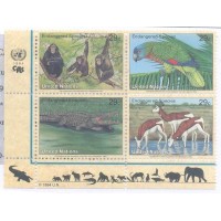 ONU NEW YORK - 1993 - MINT - PROTEÇÃO DA NATUREZA - ANIMAIS EM EXTINÇÃO - MACACO, ARARA, CROCODILO, GAZELAS - SÉRIE 4 SELOS - Y 628/31