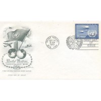 ONU NEW YORK - 1951-57 - SÉRIE CORRENTE 15c e 20c ANDORINHAS E EMBLEMA DA ONU 2 SELOS SOBRE FDC ILUSTRADOS - Y A-03/04