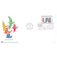 ONU NEW YORK - 1972 - SÉRIE CORRENTE 21 INICIAIS UNO FEITAS PELO RASTRO COLORIDO DE VIÃO - LINDO SELO SOBRE FDC ILUSTRADO TAMBÉM MUITO BONITO COM AVES COLORIDAS - Y A-17
