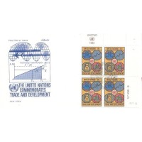 ONU NEW YORK - 1983 - COMÉRCIO E DESENVOLVIMENTO SÉRIE 2 SELOS - 2 QUADRAS DE CADA SELO SOBRE 2 FDC - Y 0388/389