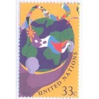 ONU NEW YORK - 1999 - MINT - SÉRIE CORRENTE - BANDEIRA ESTILIZADA ENVOLVENDO O GLOBO TERRESTRE - Y 791