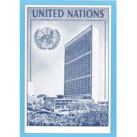 ONU NEW YORK - 1992 - POSTAL PRÉ SELADO: EDIFÍCIO SEDE DA ONU E EMBLEMA DA ONU - PRÉ SELADO COM UMA ADAPTAÇÃO DO SELO 590 DE U$2 - MUDANDO APENAS O VALOR PARA 40c