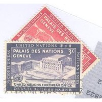 ONU NEW YORK - 1954 - USADOS - DIA DA ONU - PALÁCIO EM GENEVE - SÉRIE 2 SELOS - Y 25/26