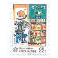 ONU NEW YORK - 1986 - MINT - AFRICA EM CRISE - QUADRO DO PINTOR ETÍOPE WOSENE KOSROF - Y 458