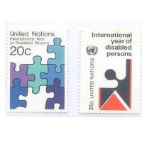ONU NEW YORK - 1981 - MINT - ANO INTERNACIONAL DAS PESSOAS PORTADORAS DE NECESSIDADES ESPECIAIS - SÉRIE 2 SELOS - Y 0335/336 