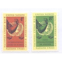 ONU NEW YORK - 1961 - MINT - CORTE INTERNACIONAL DE JUSTIÇA EM HAJA - BALANÇA DA JUSTIÇA - SÉRIE 2 SELOS - Y 0084/85