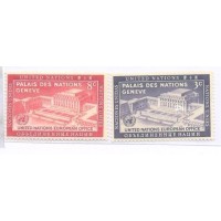 ONU NEW YORK - MINT - DIA DAS NAÇÕES UNIDAS - PALÁCIO DAS NAÇÕES SEDE EUROPÉIA DAS NAÇÕES UNIDAS EM GENEVE - SÉRIE 2 SELOS - Y 0025/26