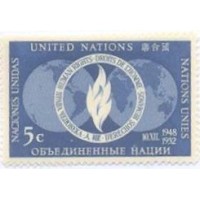 ONU NEW YORK - 1952 - MINT - 4º ANIVERSÁRIO DA DECLARAÇÃO UNIVERSAL DOS DIREITOS DO HOMEM - CHAMA DA LIBERDADE - SÉRIE 2 SELOS - Y 0013/14