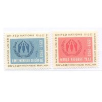 ONU NEW YORK - 1959 - MINT - ANO INTERNACIONAL DO REFUGIADO - MÃOS PROTEGENDO PESSOA - SÉRIE 2 SELOS - Y 0072/73
