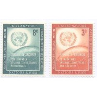 ONU NEW YORK - 1957 - MINT - CONSELHO DE SEGURANÇA - EMBLEMA DA ONU E GLOBO TERRESTRE - SÉRIE 2 SELOS - Y 0052/53