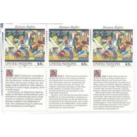 ONU NEW YORK - - Y 563/58 - 1989 - MINT - DECLARAÇÃO DOS DIREITOS DO HOMEM - SÉRIE DE 2 TRIPTICOS COM O ARTIGO Nº 1-2 DA DECLARAÇÃO EM INGLÊS, ALEMÃ E FRANCÊS 