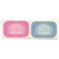 ONU NEW YORK - 1955 - A ONU PARA EDUCAÇÃO, CIÊNCIA E CYLTURA - SÉRIE 2 SELOS NOVOS C/ LEVE MARCA DE CHARNEIRA EM UM SELO - Y 33/34