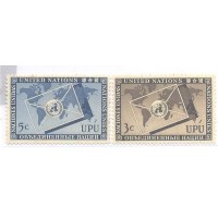 ONU NEW YORK - 1953 - UNIÃO POSTAL UNIVERSAL - SÉRIE 2 SELOS NOVOS C/ PONTO DE FERRUGEM - Y 17/18