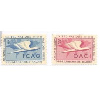 ONU NEW YORK - 1954 - ORGANIZAÇÃO DA AVIAÇÃO CIVIL - SÉRIE C/ 2 SELOS NOVOS C/  PONTOS DE FERRUGEM - Y 31/32