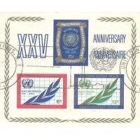 ONU NEW YORK - 1970 - USADO - 25 ANIVERSÁRIO DA ONU - BLOCO - Y BL-05