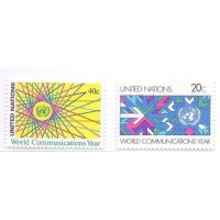 ONU NEW YORK - 1983 - MINT - ANO INTERNACIONAL COMUNICAÇÕES - SÉRIE 2 SELOS - Y 383/84