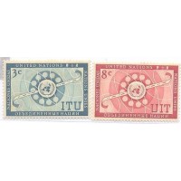 ONU NEW YORK - UNIÃO INTERNACIONAL DE TELECOMUNICAÇÕES - SÉRIE 2 SELOS NOVOS C/ PONTO DE FERRUGEM - Y 40/41 