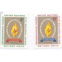 ONU NEW YORK - 1963 - MINT - 15º ANIVERSÁRIO DA DECLARAÇÃO DOS DIREITOS DO HOMEM - CHAMA DA LIBERDADE - SÉRIE 2 SELOS - Y 0117/118