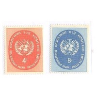 ONU NEW YORK - 1958 - MINT - SELOS REGULARES - EMBLEMA DA ONU - SÉRIE 2 SELOS - Y 60/61