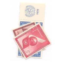 ONU NEW YORK - 1957-59 - MINT - SÉRIE CORRENTE - BANDEIRAS DA ONU E GLOBO - SÉRIE 3 SELOS - Y EA-5/7