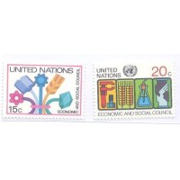 ONU NEW YORK - 1980 - MINT - CONSELHO ECONÔMICO E SOCIAL - FLORES SIMBÓLICAS - SÍMBOLOS DO PROGRESSO - SÉRIE 2 SELOS - Y 0332/333