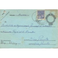 EV-05 - ENVELOPE VALOR 500 RÉIS - 1924 CIRCULADO DO RIO P/ SP + SELO 400 RÉIS - RHM R$ 350,00 (70 UFS X R$ 5,00)