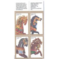 USA - 1995 - ARTESANATO - MINT - CAVALOS EM MADEIRA - QUADRA - Y 2386/89