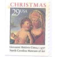 USA - 1995 - NATAL/PINTURA: 29c A VIRGEM E O MENINO PINTURA DE GIOVANNI BATISTA CIMA DENTEADO NA MARGEM SUPERIOR E NA DIREITS - DESTACADO DO CARNÊ - MINT - Y 2193a 