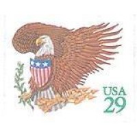 USA - 1992 - SÍMBOLO: ÁGUIA C/ O EMBLEMA DOS ESTADOS UNIDOS NO PEITO - AUTO ADESIVO C/ LEGENDA VERDE - MINT - Y 2121