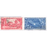 ITÁLIA - 1932 - 10º ANIVERSÁRIO DA MARCHA SOBRE ROMA - 75c VERMELHO - 1 L 25 - AZUL - 2 SELOS - USADOS - Y 314+316