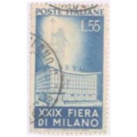 ITÁLIA - 1951 - 20º FEIRA DE MILÃO - 55 L AZUL EDIFÍCIO E A MADONA DA CATEDRAL DE MILÃO - USADO - Y 596 