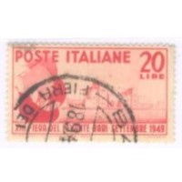 ITÁLIA - 1949 - 13º FEIRA DO LEVANTE EM BARI 20 L VERMELHO - CARAVELA - USADO - Y 548