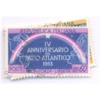 ITÁLIA - 1953 - IV ANIVERSÁRIO DA ORGANIZAÇÃO DO TRATADO DO ATLÂNTICO NORTE (OTAN) - MAPA - SÉRIE 2 SELOS - USADOS - Y 658/59 