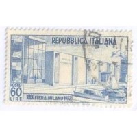 ITÁLIA - 1952 - 30º FEIRA DE MILÃO - 60 L AZUL - PAVILHÃO MOTONAUTICO - USADO - Y 623 