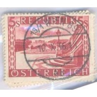 ÁUSTRIA - USADO - 1945/1947 - SÉRIE CORRENTE VISTAS - 2ª TIRAGEM COM FUNDO LISO - Y 629a/632a 