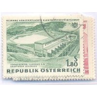 ÁUSTRIA - USADO - 1962 - 15 ANOS NACIONALIZAÇÃO ELETRICIDADE - SÉRIE 6 SELOS - Y 942/47 