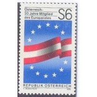ÁUSTRIA - 1986 - MINT - EUROPA ANEXO - 30º ANIVERSÁRIO DA ADESÃO DA ÁUSTRIA NO CONSELHO DA EUROPA - BANDEIRA DO CONSELHO E CORES DA ÁUSTRIA - Y 1671