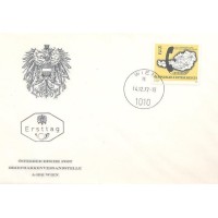 ÁUSTRIA - 1972 - MINI EDITAL E FDC TELECOMUNICAÇÃO - CONCLUSÃO DA AUTOMATIZAÇÃO DA REDE TELEFÔNICA - 2s AMARELO E PRETO TELEFONE E MAPA DA ÁUSTRIA - Y 1235