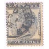 INGLATERRA - 1880 - RAINHA VICTORIA - 5p. PRETO AZULADO - SELO USADO - Y 71 