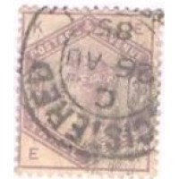 INGLATERRA - 1883 - RAINHA VICTORIA - 3p. VIOLETA - SELO USADO C/ LEVE AMINCI MAS C/ NÍTIDO CARIMBO DE "26 AU 85" - FRENTE BONITA - Y 80 